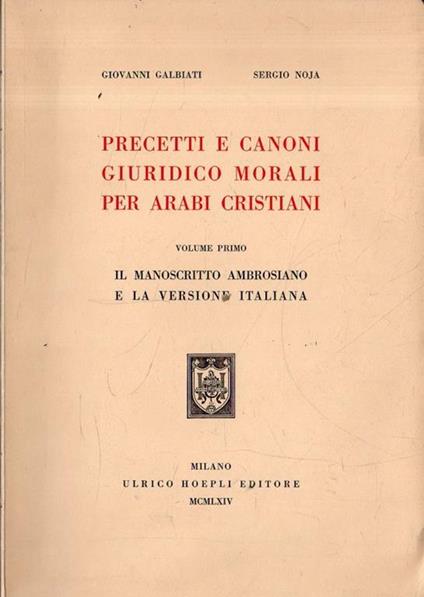 Precetti e canoni giuridico morali per arabi cristiani - copertina