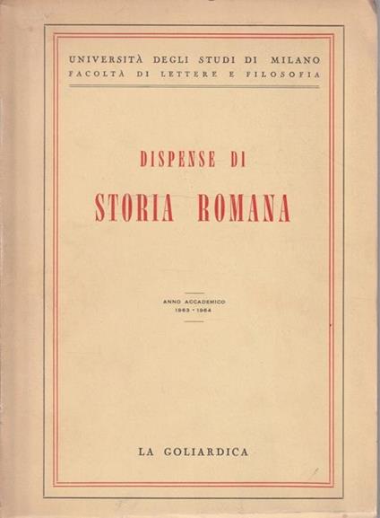 Dispense di storia romana Anno accademico 1963-1964 - copertina