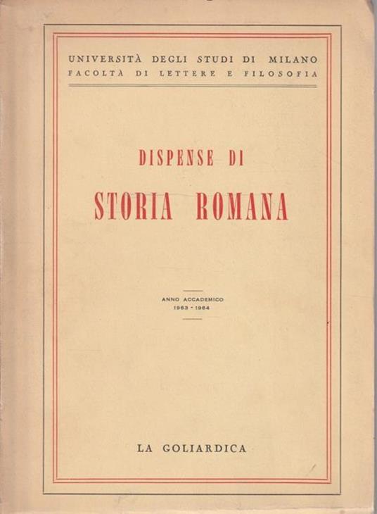 Dispense di storia romana Anno accademico 1963-1964 - copertina