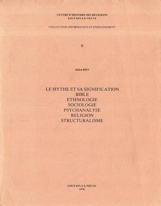 Autografato! Le mythe et sa signification - Julien Ries - copertina