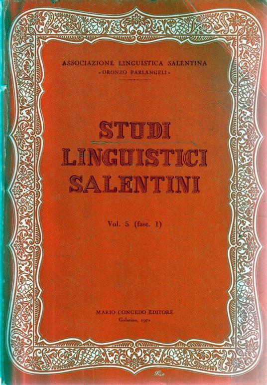 Studi linguistici salentini. Vol. 5 (fasc. 1) - copertina