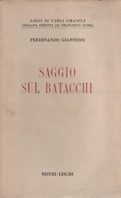 Saggio sul Batacchi di Ferdinando Giannessi - copertina
