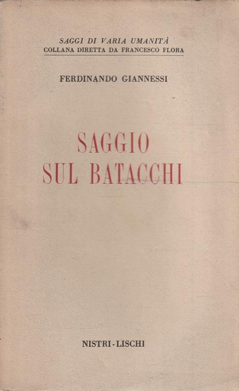 Saggio sul Batacchi di Ferdinando Giannessi - copertina