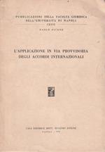 L' applicazione in via provvisoria degli accordi internazionali