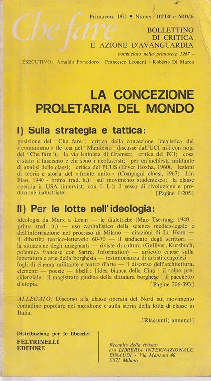 Che fare n° 8 e 9 (maggio 1971) - copertina