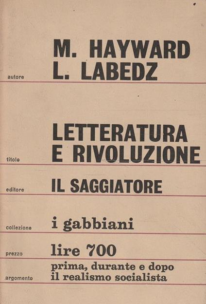 Letteratura e rivoluzione - Tim Hayward - copertina