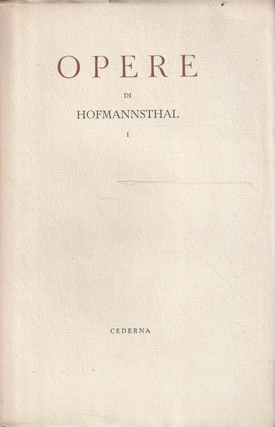 Opere di Hofmannsthal Volume primo - copertina