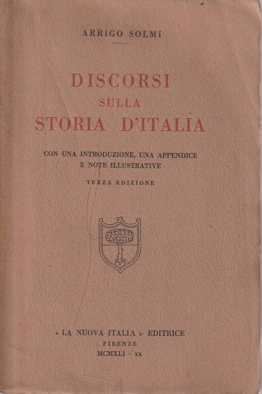 Discorsi sulla storia d'Italia - Arrigo Solmi - copertina