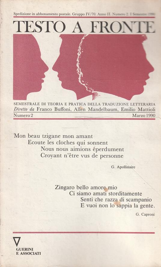 Testo a fronte n° 2, marzo 1990 - copertina