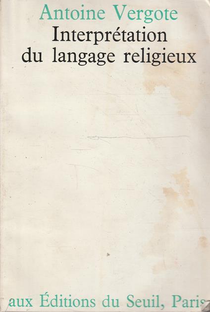 Interprétation du langage religieux - copertina