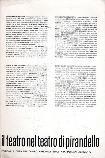 La trilogia di Pirandello. Atti del convegno internazionale su teatro nel teatro pirandelliano (Agrigento 6-10 dicenbre 1976) - copertina