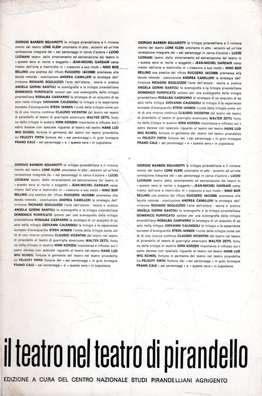 La trilogia di Pirandello. Atti del convegno internazionale su teatro nel teatro pirandelliano (Agrigento 6-10 dicenbre 1976) - copertina