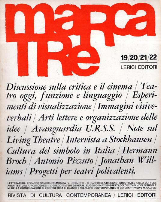 MARCATRÈ. Rivista di cultura contemporanea. 19/20/21/22 - copertina
