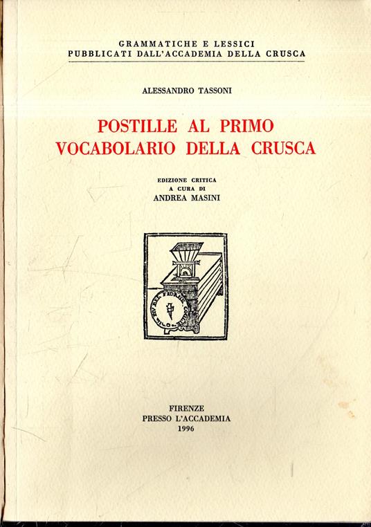 Postille al primo vocabolario della crusca - Alessandro Tassoni - copertina