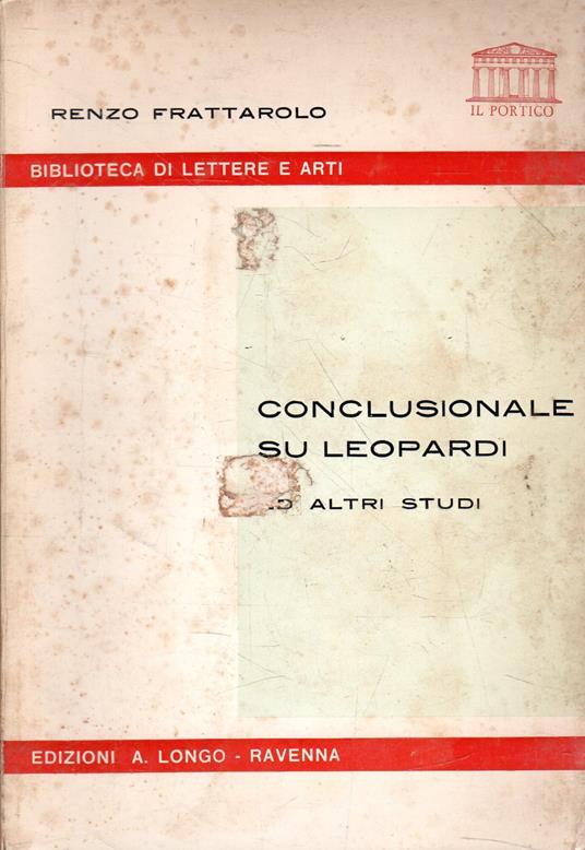 Conclusionale su Leopardi ed altri studi - Renzo Frattarolo - copertina