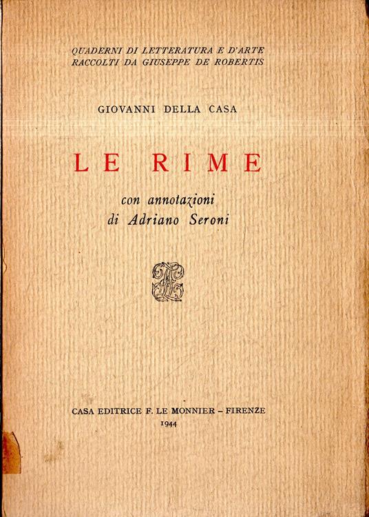 Le Rime - Giovanni Della Casa - copertina