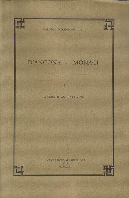 D'Ancona-Monaci Volume 1 - copertina