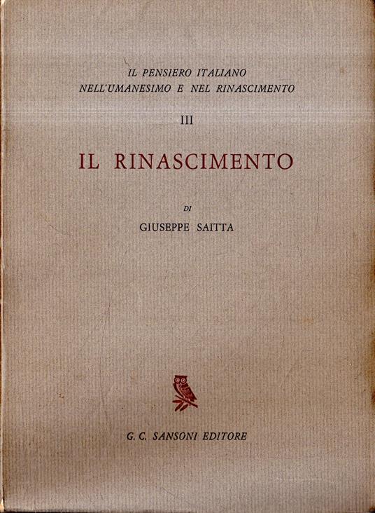 Il Rinascimento - Giuseppe Saitta - copertina