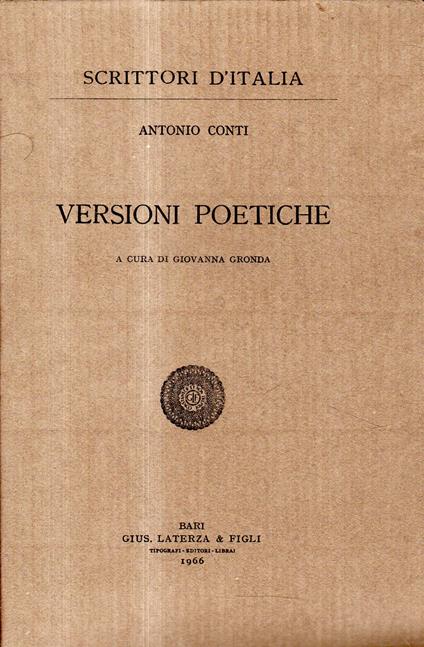 Versioni poetiche - copertina