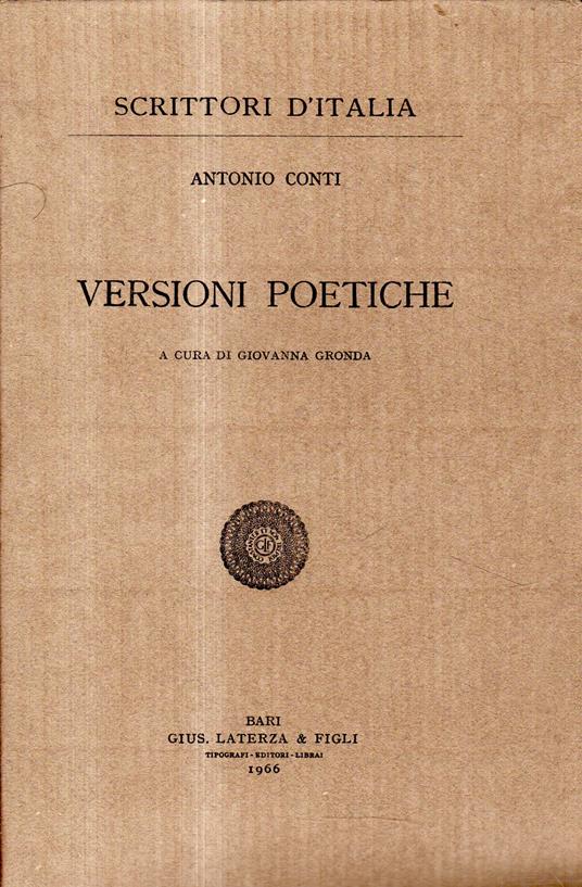 Versioni poetiche - copertina