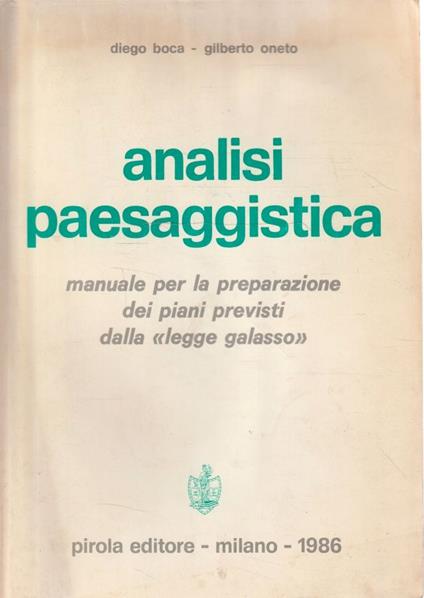 Analisi paesaggistica: manuale per la preparazione dei piani previsti dalla "legge galasso" - copertina