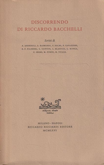Autografato! Discorrendo di Riccardo Bacchielli - copertina