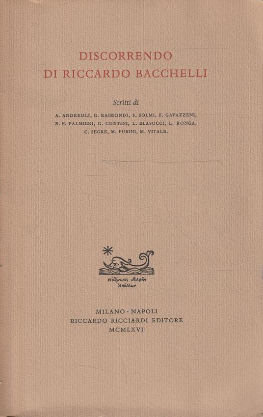 Autografato! Discorrendo di Riccardo Bacchielli - copertina