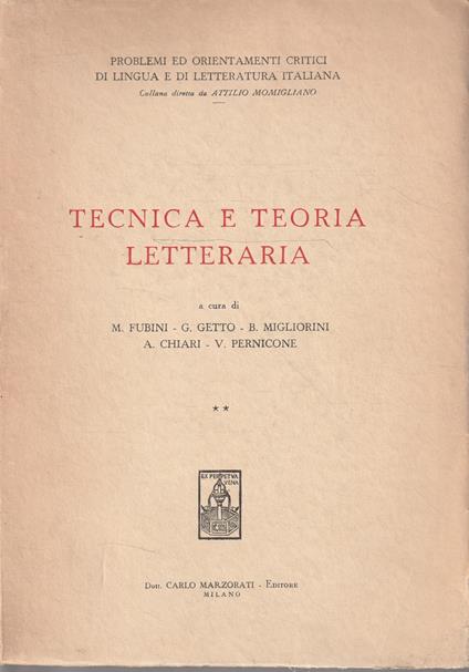 Tecnica e teoria letteraria - copertina
