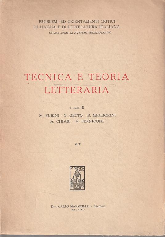 Tecnica e teoria letteraria - copertina