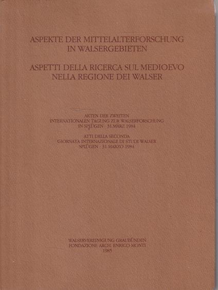 Aspetti della ricerca sul Medioevo nella regione dei Walser - copertina