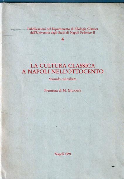 La cultura classica nell'Ottocento. Secondo contributo - copertina
