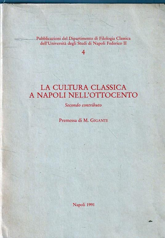 La cultura classica nell'Ottocento. Secondo contributo - copertina