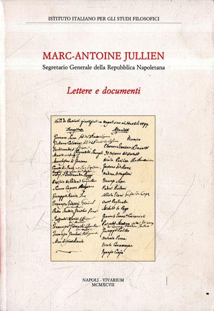 Lettere e documenti - Marc-Antoine Jullien - copertina