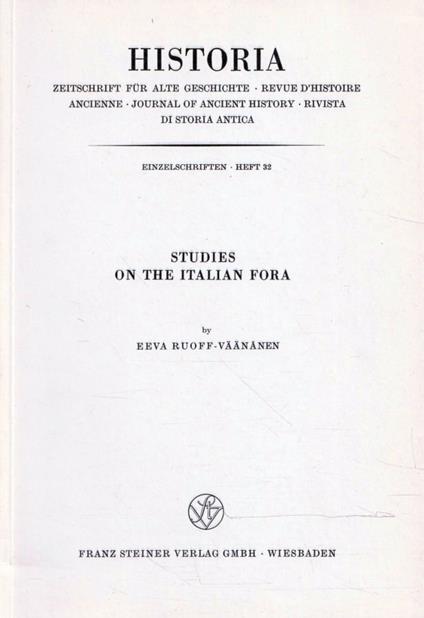 Studies on the italian Fora - copertina