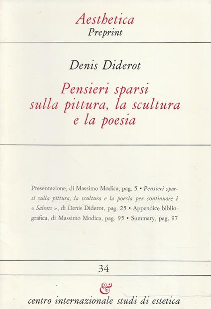 Denis Diderot. pensieri sparsi sulla pittura, la scultura e la poesia - Denis Diderot - copertina