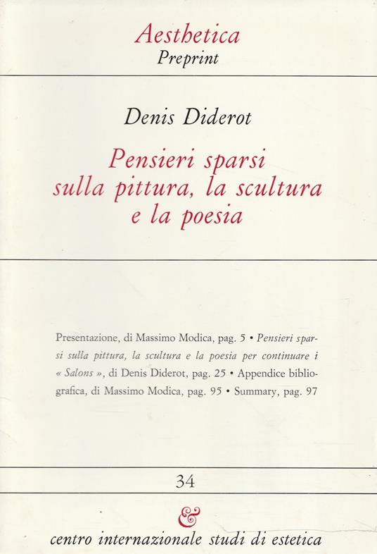 Denis Diderot. pensieri sparsi sulla pittura, la scultura e la poesia - Denis Diderot - copertina