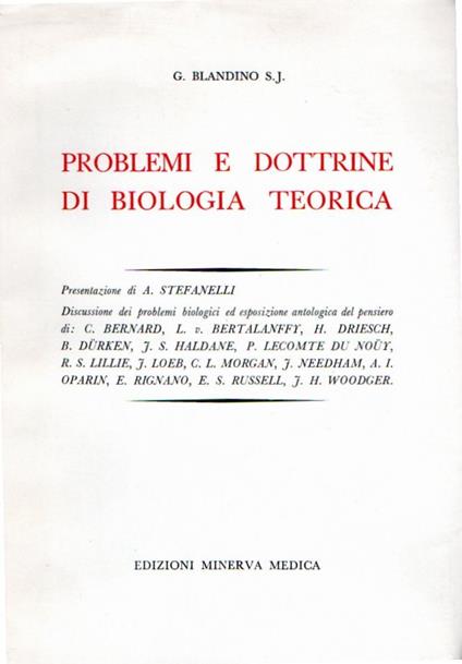 Problemi e dottrine di biologia teorica - copertina