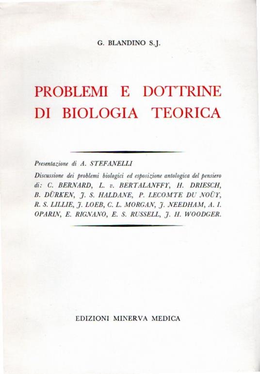 Problemi e dottrine di biologia teorica - copertina