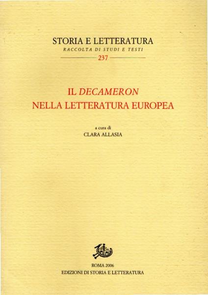 Il Decameron nella letteratura europea : atti del Convegno organizzato dall'Accademia delle scienze di Torino e dal Dipartimento di scienze letterarie e filologiche - copertina