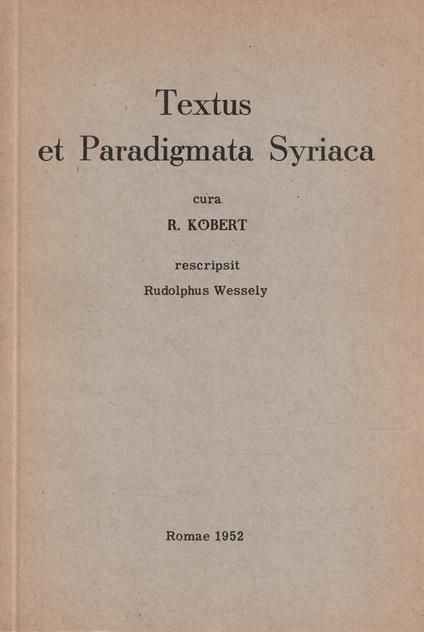 Textus et Paradigmata Syriaca - copertina