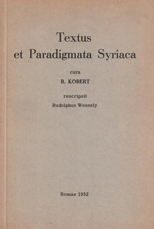 Textus et Paradigmata Syriaca - copertina