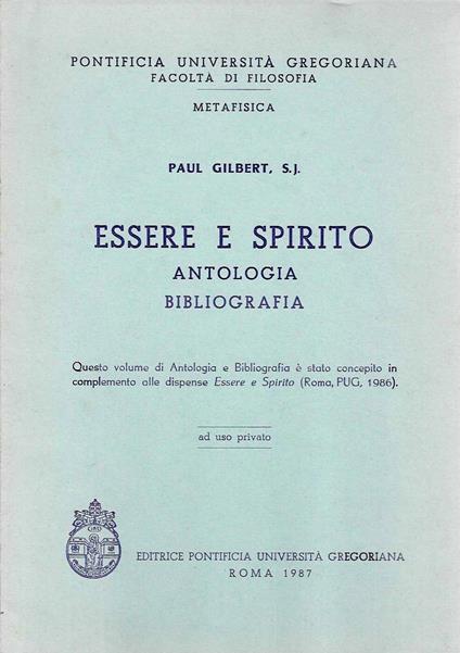 Essere e spirito. Antologia bibliografica - copertina