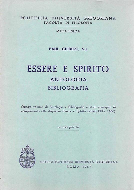 Essere e spirito. Antologia bibliografica - copertina