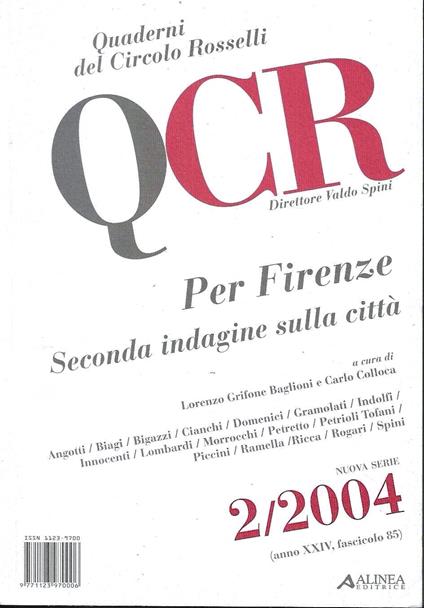 Per Firenze. Seconda indagine sulla città. QCR n. 2/2004 - copertina