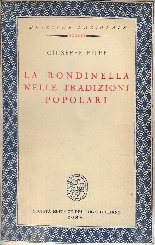La rondinella nelle tradizioni popolari - Giuseppe Pitrè - copertina