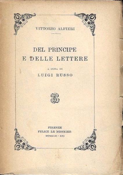 Del Principe e delle Lettere - Vittorio Alfieri - copertina