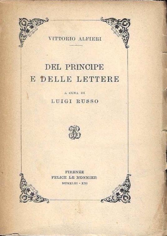 Del Principe e delle Lettere - Vittorio Alfieri - copertina