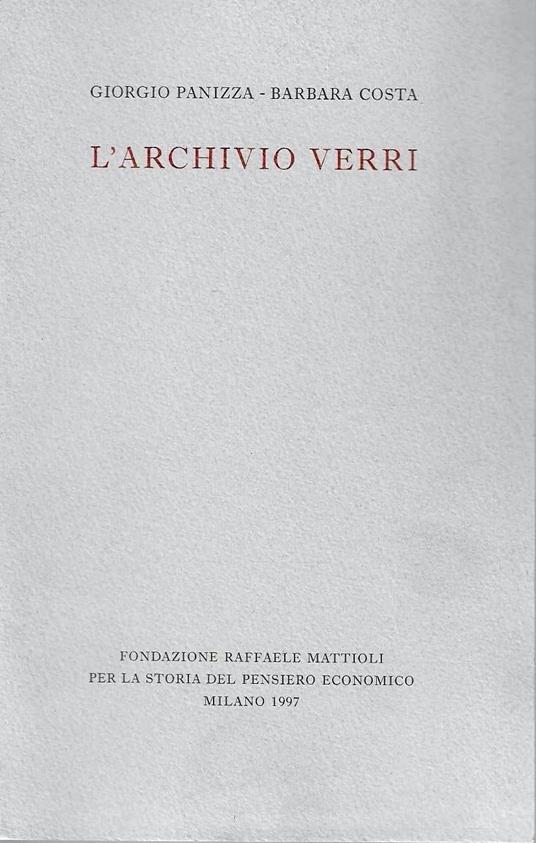 L' archivio Verri - copertina
