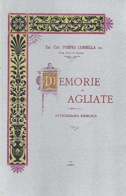 Memorie di Agliate e della sua antichissima Basilica - copertina