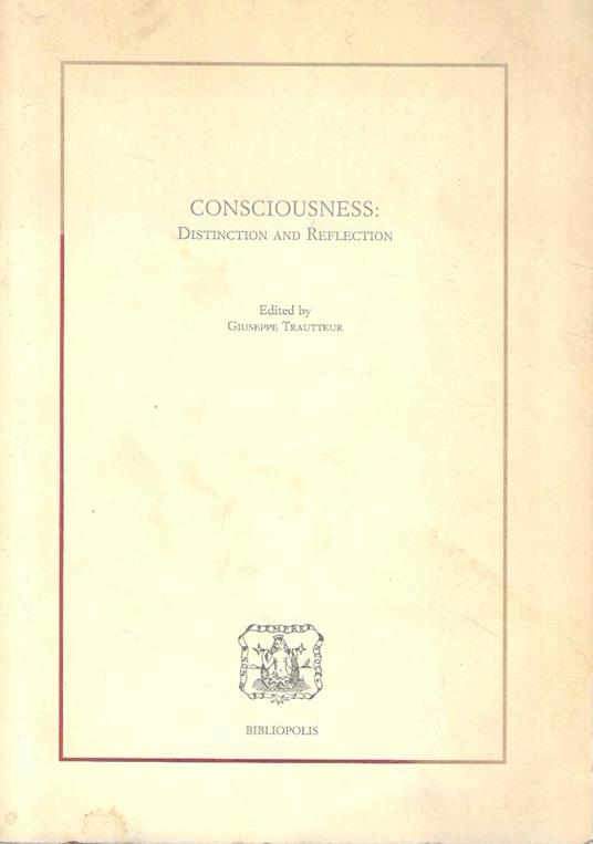 Consciousness. Distinction and reflection - copertina